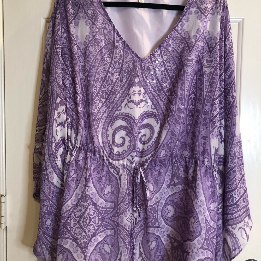 Jennifer Lopez Lavender Paisley Blouse